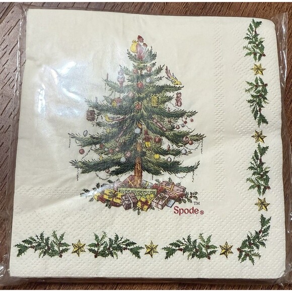 Spode Christmas Tree Appetizer Plate With Knife And Napkins New In Box 9” - Picture 13 of 13